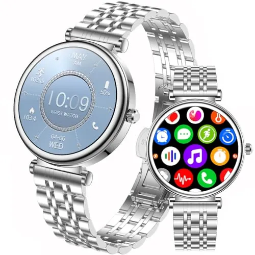 Reloj inteligente para mujer, pantalla a color de 1.25 pulgadas, IP67, impermeable, rastreador de actividad física con monitor de frecuencia cardíaca, sueño, podómetro, para teléfonos Android e iOS