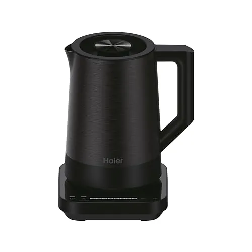 HAIER Hervidor de Acero Inoxidable, Ahorro de Energía, 7 Ajustes de Temperatura, Función Mantener Caliente, Hervir para una Taza, 1.7L, 2200W [I-Master Series 5]