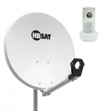 hdsat antena parabólica acero blanca 60 cm + cabeza LNB single HD 4 K Ideal Astra Eutelsat