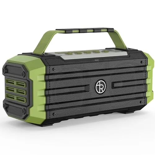 Altavoz Bluetooth portátil de 120 W con pico de 80 W, emparejamiento TWS, graves profundos, altavoz de alta fidelidad, resistente al agua IPX6, Boombox de sonido DSP para exteriores, camping (Verde)