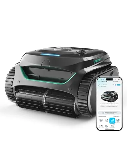 WYBOT C2 Limpiafondos Piscina, Robot Limpiafondos Piscina Inalámbrico 150㎡, Doble Filtración, 3 Motores, Succión Potente, Limpieza Paredes & Línea de Agua, 180 Min, App(Negro-Verde Gris)
