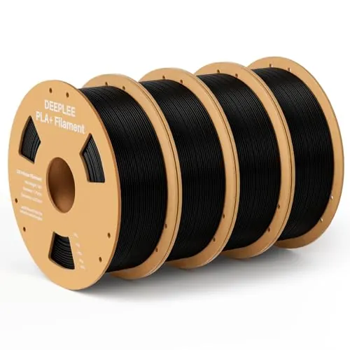 DEEPLEE Filamento PLA+ 1.75 mm, Pack 4 x 1 kg, Negro