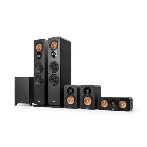 Teufel Ultima 40 Mk4 5.1 Home Cinema - Sistema de Sonido Envolvente para Cine en casa con Potente subwoofer, Bass Reflex y Altavoz de Medios de Kevlar (Negro)