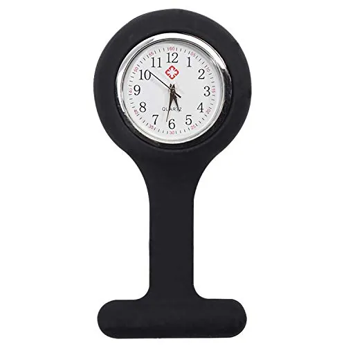 TRIXES Reloj de Bolsillo Enfermera de Silicona con Broche - Negro