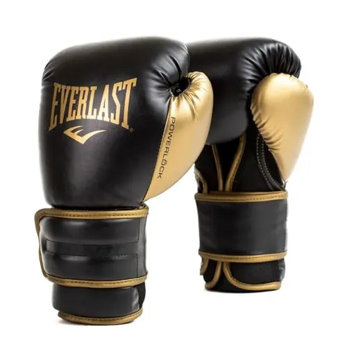 Everlast Powerlock 2R 14 oz Guantes de Boxeo (Negro/Oro), Mujer y Hombre