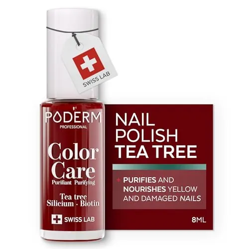 PODERM Esmalte de Uñas con Tea Tree - Rojo Allure | 8 ML - Swiss Lab