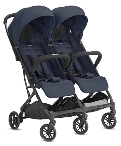 Inglesina Twin Sketch Cochecito Doble, Azul, Ultraligero y Compacto, Ideal para Gemelos o Hermanos, Confort Elevado, hasta 15 kg