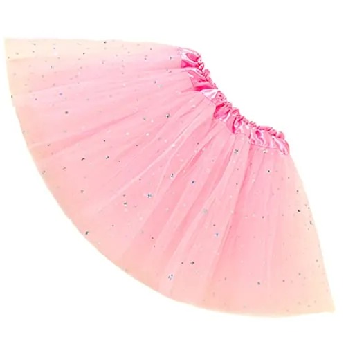 Ugitopi Niñas Sparkle Tutus Princesa Ballet Danza Capas Tul Tutu Faldas, Light Pink