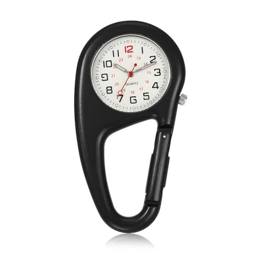 yotutun Reloj De Bolsillo con Mosquetón Digital, Reloj De Mosquetón Clip En Mosquetón Bisel Giratorio Esfera Luminosa Reloj Fob para Médicos Enfermeras Paramédicos Escalada Montañismo