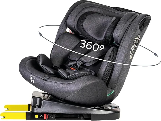 MS BabyWorld – CORFÚ – Silla de coche I-Size Grupo 0/1/2/3 | 40-150 cm | Isofix y Top Tether | Nacimiento a 12 años (0-36 kg) | A contramarcha hasta 18 kg | Giratoria 360º Universal