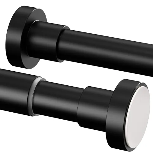 1 barra de cortina de ducha de acero inoxidable extensible para baño, armario, cortinas de ducha (135-200 cm, φ25 mm, negro)