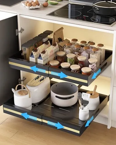 UMDONX 2 Paquete Organizador Armario Cocina Cajones Extraibles Adhesivos