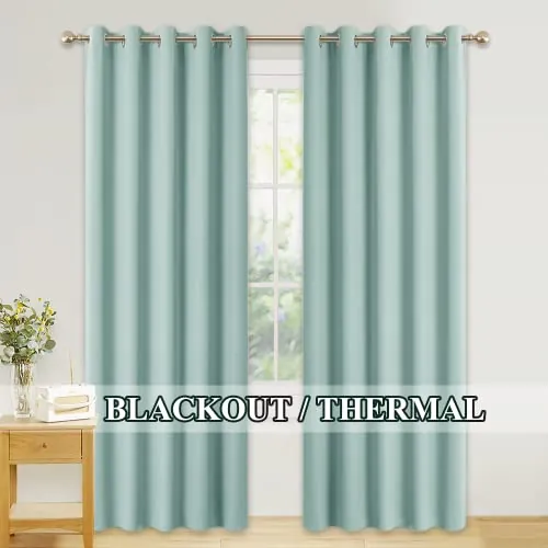 PONY DANCE Cortinas Salon Modernas, Opacas Termicas Aislantes Frio y Calor, para Dormitorio Niño, 2 Piezas, 167x228 CM, Verde Claro