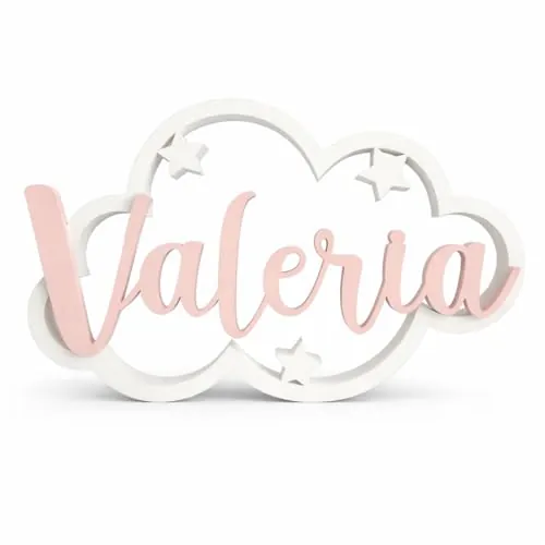 Tres Aristas Nube Decorativa con Nombre Personalizado - Regalo Original para recién nacidos, bebés y niños - Decoración Habitación Infantil para puertta, pared o estantería - Colores a elegir