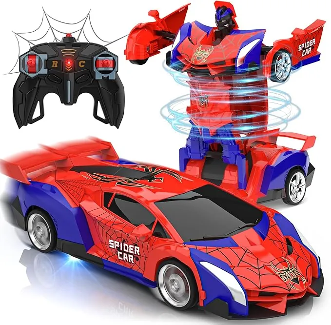 Coche Teledirigido Niños 3 4 5 6 7 8 9 Años, 2 en 1 Radiocontrol Transformar RC Cars/Robots Rotación 360° Coches Juguetes Spider, Juegos Infantiles Regalos Cumpleaños Navidad Niños Niñas 3-10 Años