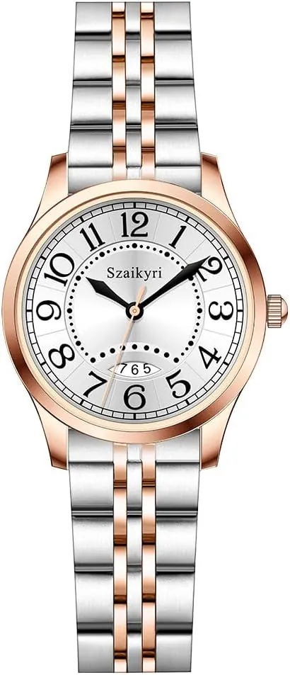 Szaikyri Clasica Reloj Mujer con Numerales Árabes de Tiempo Fácil de Leer Mujer Reloj con Calendario Resistente al Agua