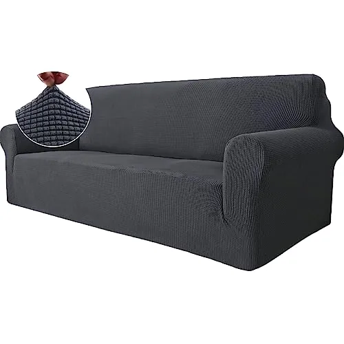 Ystyle Funda Sofa 3 Plazas, Ajustables Fundas Sofa Elasticas, Protector Sofa Gatos Arañazo y Perros Mascotas, Funda de Sofá con Reposabrazos Antideslizante Antimanchas Lavable, Gris