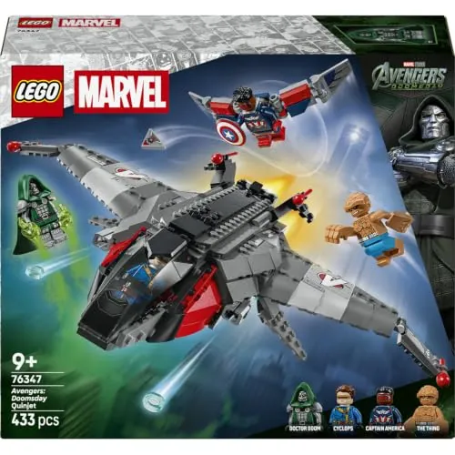 LEGO | Marvel Quinjet de Avengers: Doomsday – Avión de Superhéroes de Juguete con 4 Minifiguras Inc. Doctor Doom y Capitán América – Regalo para Niños de 9+ Años y Fans de la Película – 76347
