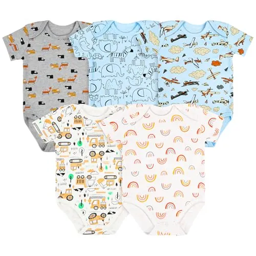 Vicloon Body Bebé, Body con Mangas Cortas en 100% Algodón para Niños Niñas, Mameluco Traje Recién Nacido, Ropa Bebé 0-24 Meses, Regalos para Bebés