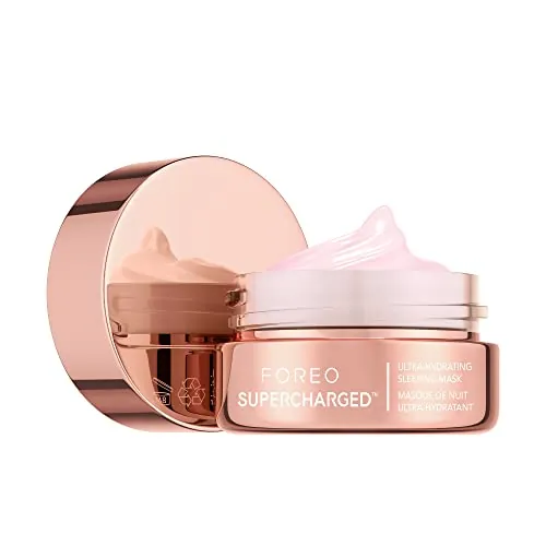FOREO SUPERCHARGED Mascarilla de Noche con Acido Hialuronico - Crema Hidratante Facial Mujer - Crema Antiarrugas Mujer - Skincare - Vegano - Contorno de Ojos Antiarrugas Mujer - Vitamina E - 75 ml