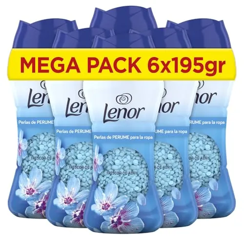 Lenor UNstoppables Perlas de Perfume para la Ropa, 96 Lavados (6 x 195g), Suavizante con Fragancia Frescor de Abril, Potenciador de Frescor
