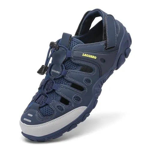SAGUARO Sandalias de Senderismo Hombre, Sandalias Cerradas, Azul Oscuro 45