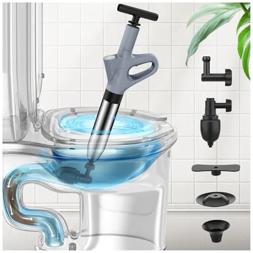 Desatascador de Tuberías a Presión, Desatascador WC, Gris Claro | Desatascador de Tuberías a Presión,Desatascador WC, para WC, Lavabos, Fregaderos de Cocina y Desagües del Baño
