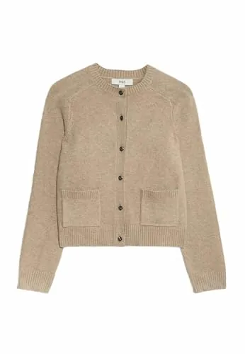 Marks & Spencer Air-Yarn Crew Neck Button Front Cropped Cardigan M