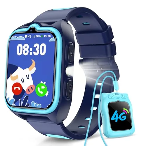 Baolubao Reloj Inteligente Niño 4G, Smartwatch Niños con GPS, Videollamadas, Ilamadas, Chat de Voz, Modo Escuela, SOS, 1.75" Smartwatch con Linterna, Cámara, Podómetro, Calculadora, Reloj Niño y Niñas