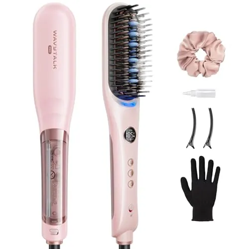 Wavytalk Cepillo alisador de vapor e iones, Planchas de Pelo 4 en 1