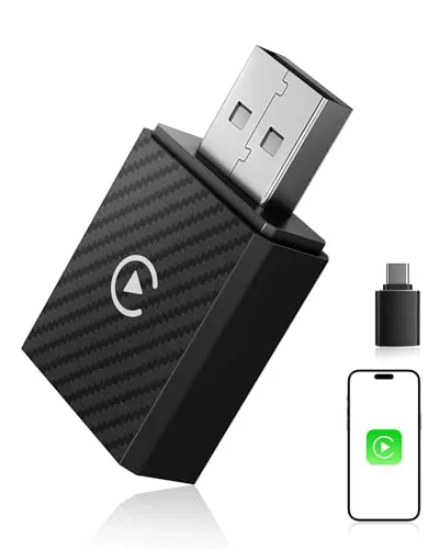 WityEye Adaptador CarPlay Inalámbrico, Bluetooth V5.4 Conexión Estable, 5.8GHz WiFi de Alta Velocidad, USB A/C, para Apple iPhone iOS 10+, Convierte Conexión con Cable en Inalámbrica
