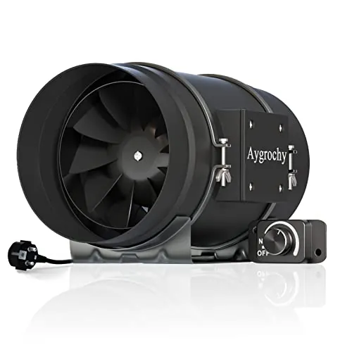 Aygrochy 200mm Ventilador de extracción ajustable, Ventilador Extractor de Aire con controlador de velocidad variable para Baño, Sótano, Garaje, Cocina, Tente de Culture Hydroponique