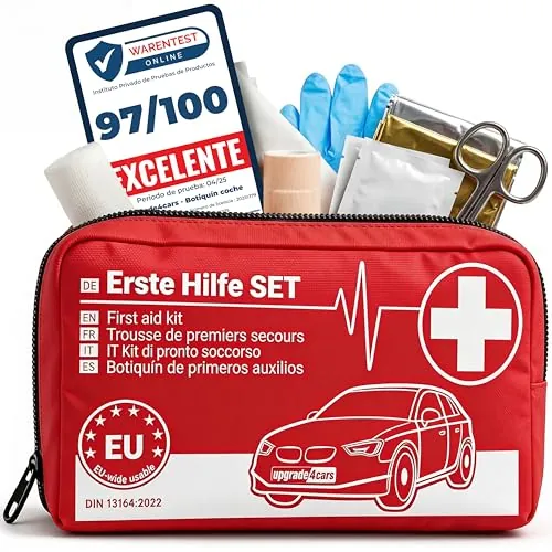 Upgrade4cars Botiquín de Primeros Auxilios para Coche 2026 DIN 13164 Set