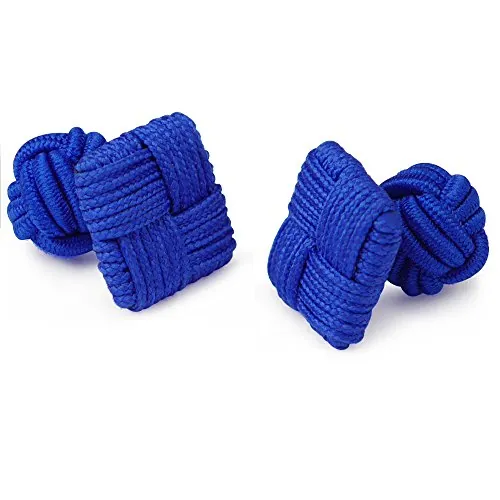 Honey Bear Gemelos de seda del nudo de la tela para hombre, cuadrado para el regalo de boda del negocio (Azul)