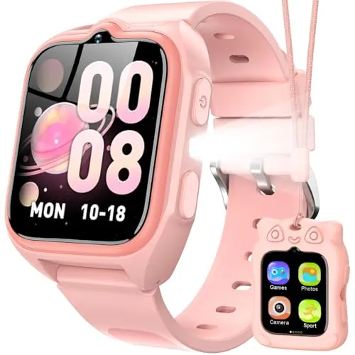 Blackview Reloj Inteligente Niño con Modo Deportivo, Linterna, Modo Aprendizaje, Audiolibros, 1.75”Smartwatch Niños, 20 Esferas, 30 Juegos, Cámara, Calculadora, Despertador, Regalo Niñas/Niños, Rosa