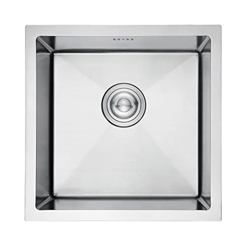 Ibergrif M84040 Fregadero Cocina 40 x 40 cm, Fregadero Bajo Encimera o Sobre Encimera con Filtro de Drenaje, Acero Inoxidable