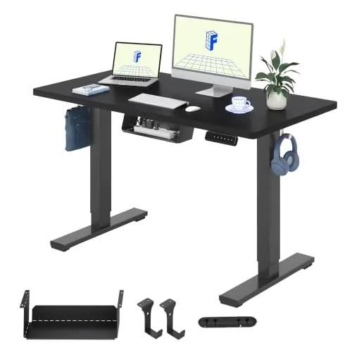 FLEXISPOT Escritorio Elevable Eléctrico 120x60cm, Mesa Escritorio Tablero Entero con Memoria, Sistema Anticolisión, para Oficina, Casa,Teletrabajo y Zona Compacta, Negro