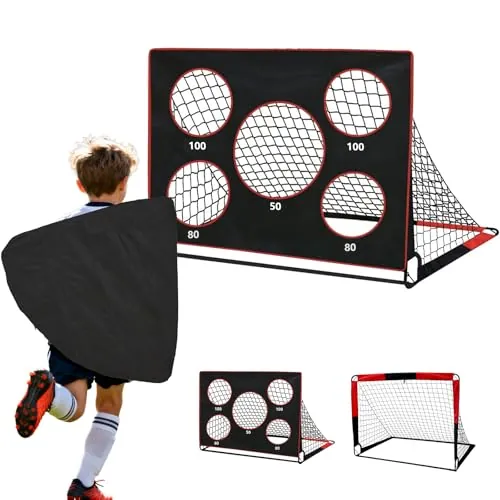 Bnlei Porteria Futbol Niños Plegable 2 in 1, Mini Porterias de Futbol para Jardin con Bolsa de Transporte, lo Que lo Convierte en el Regalo Ideal para niños y niñas, 120 x 90 x 90cm