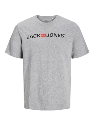 JACK & JONES Jjecorp Logo tee SS Crew Neck Noos, Camiseta Hombre, Gris (Light Grey Melange Detail: Slim Fit - Melange), Medium