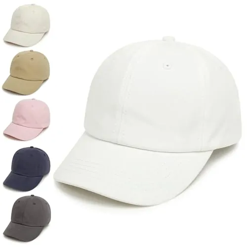 YANWANG Bebé Niños Color Sólido Gorras de Béisbol de Algodón Ajustable Sun-Sombrero para Niños Pequeños Niñas(White,2-5Years)