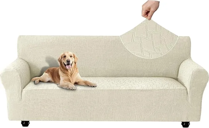 Ystyle Funda Sofa 3 Plazas, Couch Cover Elasticas, Funda para Sofa Antiarañazos Gatos, Forros para Sofas Antideslizante, Protector Sofa Antimanchas Lavable Anti Perros, Beige