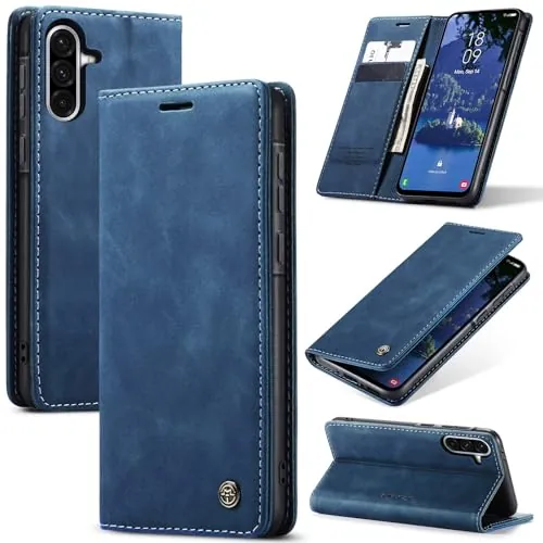 Azororo Funda para Samsung Galaxy A35 5G PU Cuero Premium, Tapa Libro Estuche Flip Case, Tarjetas/Billetera, Soporte Plegable y Cierre Magnético Carcasa para Samsung Galaxy A35 -Azul