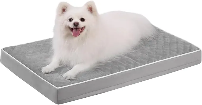 KSIIA Cama para Perros Medianos Ortopédica, Colchón Perro Lavable, Colchoneta Perro Impermeable, Dog Bed con Funda Extraíble, Gris, 88x55x7cm