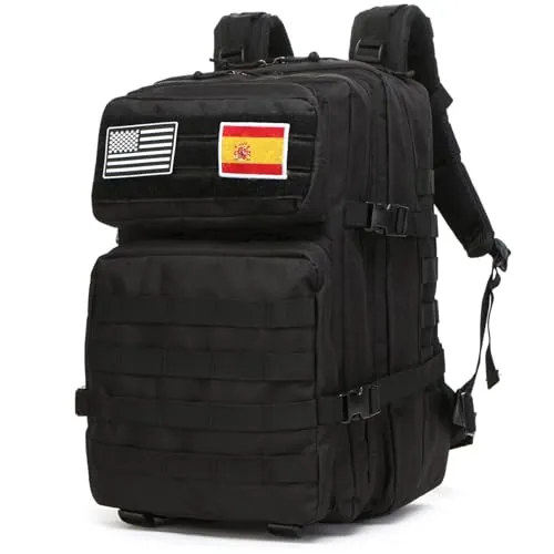 GUJOIN Mochila De Pesca De 50 Litros Impermeable De Nailon Duradera,Mochila Deportiva Táctica Militar Al Aire Libre Mochilas De Senderismo Casual (Negro)