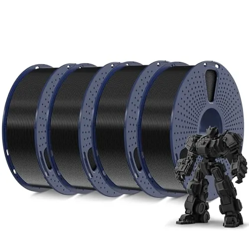 SUNLU Filamento PLA+ 1.75 mm 4KG, Filamento para Impresora 3D PLA Plus, Mejorado Filamento de impresión 3D PLA+, Neatly Wound, 4 Bobinas, 1KG/Bobinas, 4x Negro