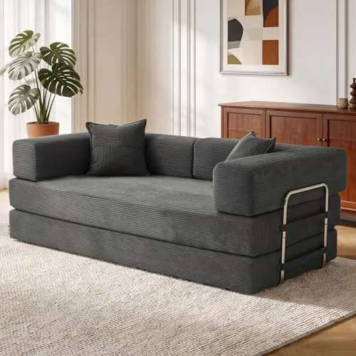 200cm Sofá Cama 3 Plazas con Espuma y Muelles para Salón,Gris