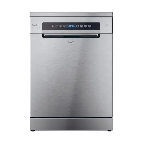 Candy Rapido' CF 4E4F0X, Lavavajillas 60 CM, 14 Servicios, Digital, Wi-Fi, 8 ciclos, Especial 35´, Altura Cesto Superior Ajustable, 44DB, Indicador Sal, Maxi - Ladle, Inicio Diferido 23h, Inox