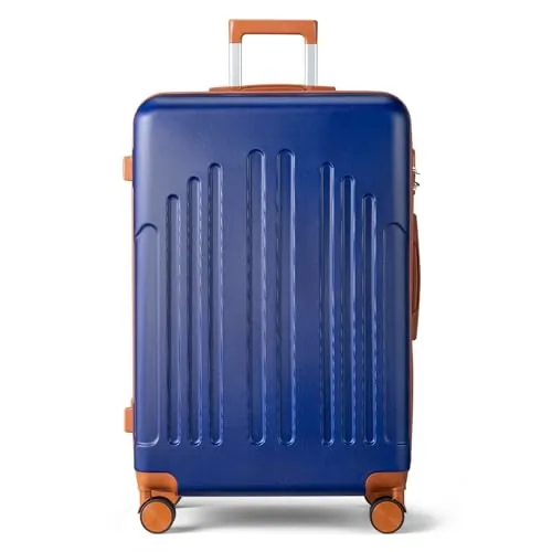 LEADZM Maletas de Viaje Grandes 23 Kilos (Azul Marino-Marrón, XL/75CM)