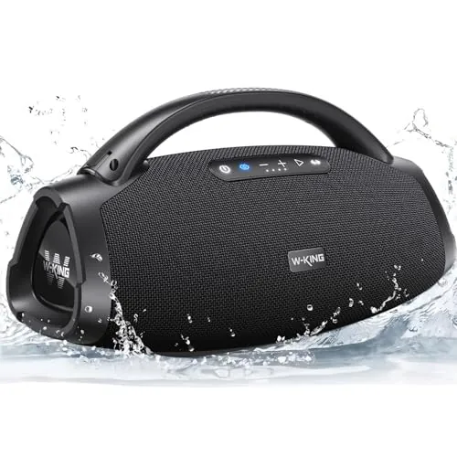 W-KING 330W Peak 200W RMS Altavoz Bluetooth portátil, Grande Caja De Música, Boombox Portátil Ruidoso Supergraves, Speaker con EQ App/Bluetooth 5.4/IPX7/PowerBank/Carga Rapida/USB/AUX/30H/Guitare-IN