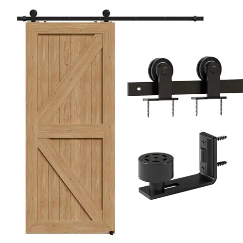 CCJH 2M/6.6FT Herraje para Puerta Corredera Kit de Accesorios para Puertas Correderas, Contiene Guía de suelo ajustable